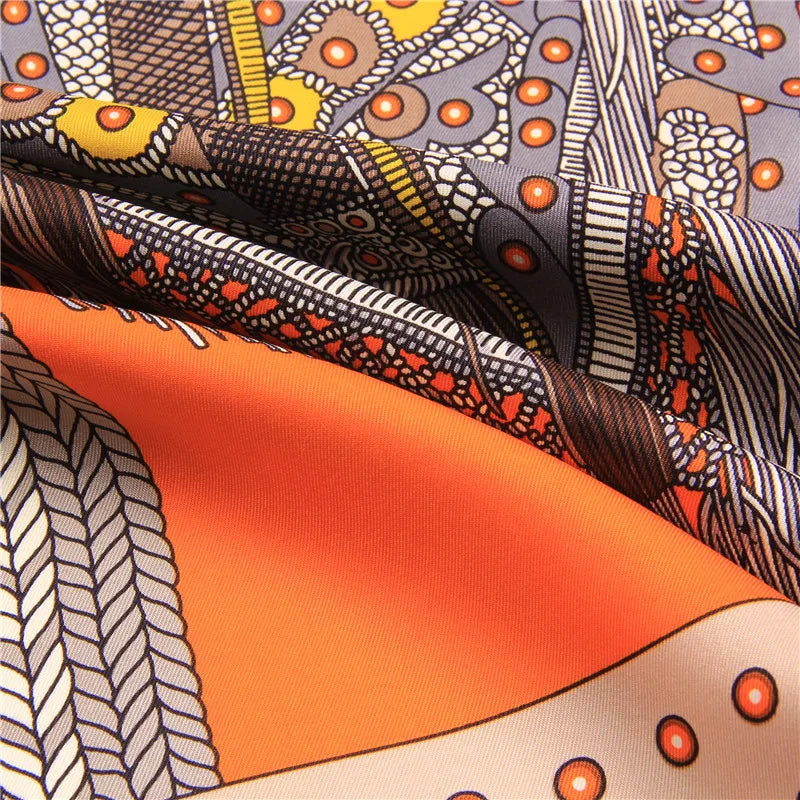 Saddle Orange Silk Scarf / 90cm
