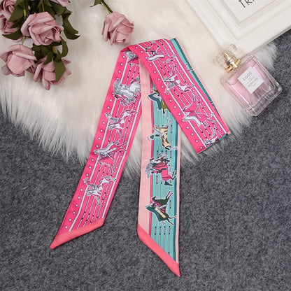 Nina Pink & Blue Twilly Skinny Scarf