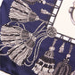 Tassel Chain Navy Silk Scarf / 90cm