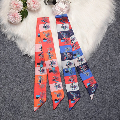 Brana Orange Twilly Skinny Scarf
