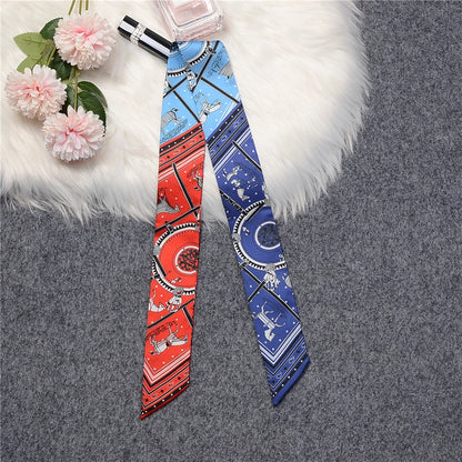 Nana Red & Blue Twilly Skinny Scarf