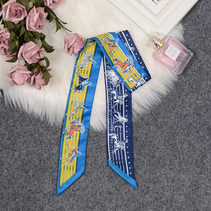 Nina Blue & Yellow Twilly Skinny Scarf
