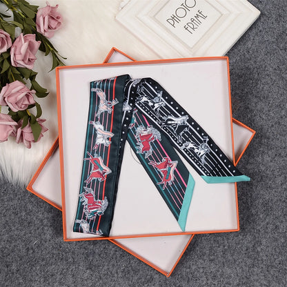 Nina Black Twilly Skinny Scarf