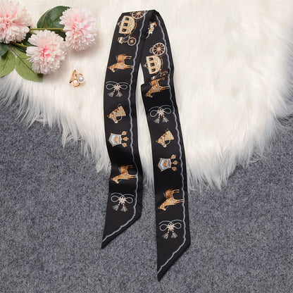 Luna Black Twilly Skinny Scarf