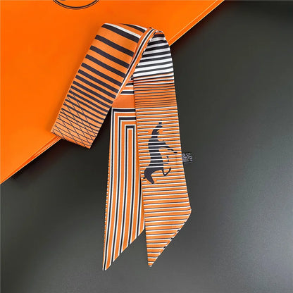 Zejna Orange Twilly Skinny Scarf