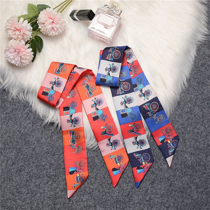 Brana Orange Twilly Skinny Scarf