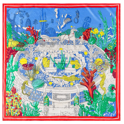 Ocean Red Silk Scarf / 90cm