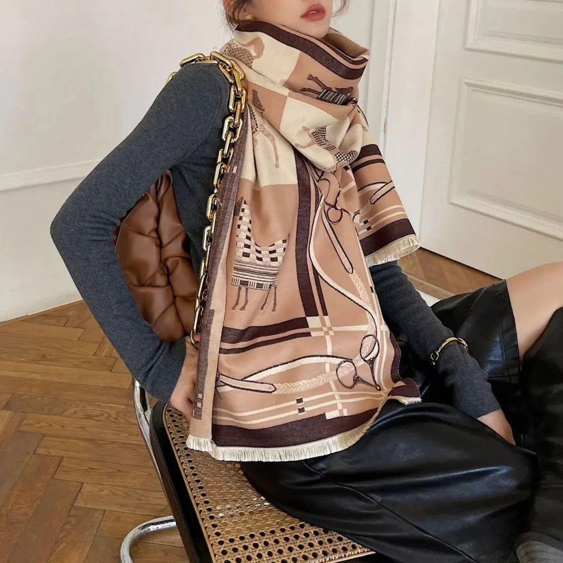 Maryse Pashmina Scarf Brown