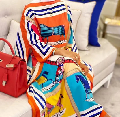 Orange Pierina Kaftan Dress & Scarf Set