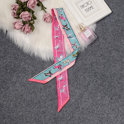 Nina Pink & Blue Twilly Skinny Scarf