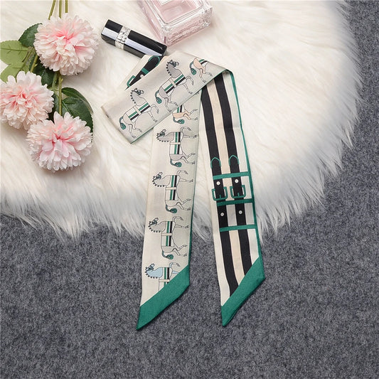 Mira Green Twilly Skinny Scarf