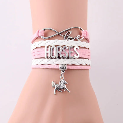 Horses Infinity Love Wrap Leather Bracelet