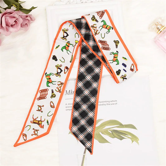 Ema Orange Twilly Skinny Scarf