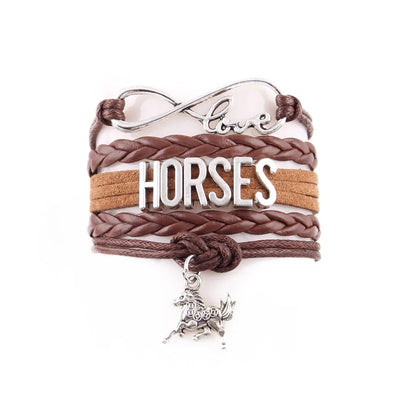 Horses Infinity Love Wrap Leather Bracelet