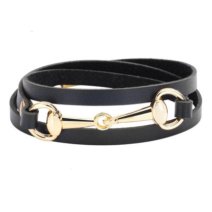 Leather Wrap Snaffle Bit Bracelet