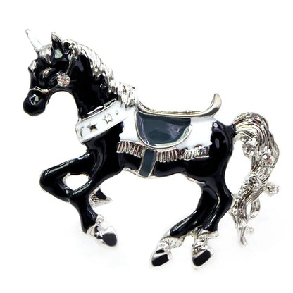 Enamel Unicorn Brooch (Black)