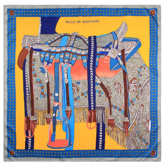Saddle Yellow Silk Scarf / 90cm