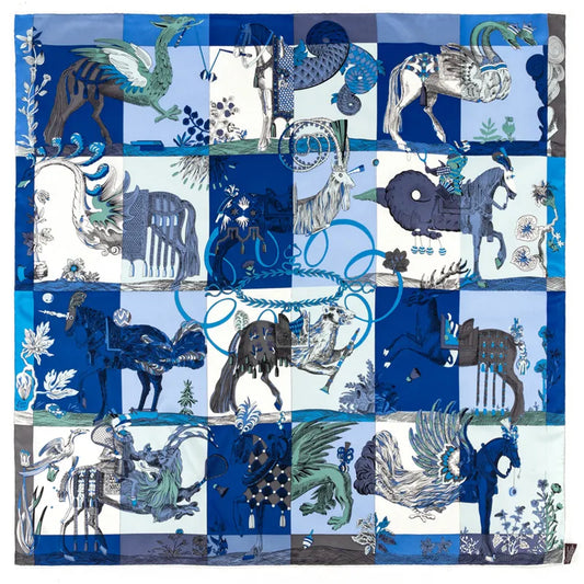 Mythology Blue Silk Scarf / 90cm
