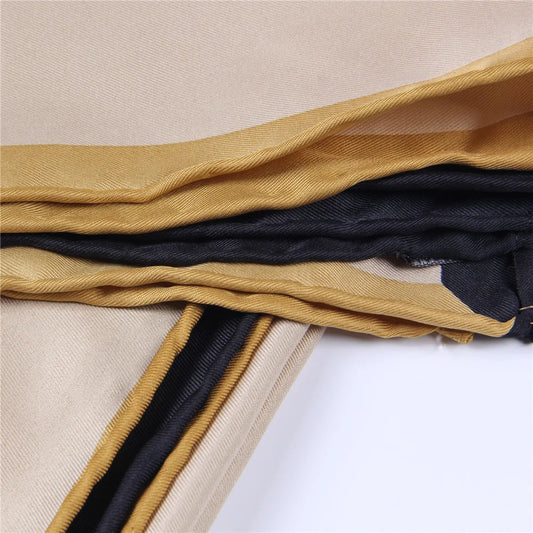 Curled Khaki Silk Scarf / 90cm