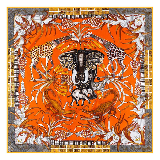 Zambezi Orange Silk Scarf / 90cm