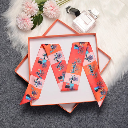 Brana Orange Twilly Skinny Scarf