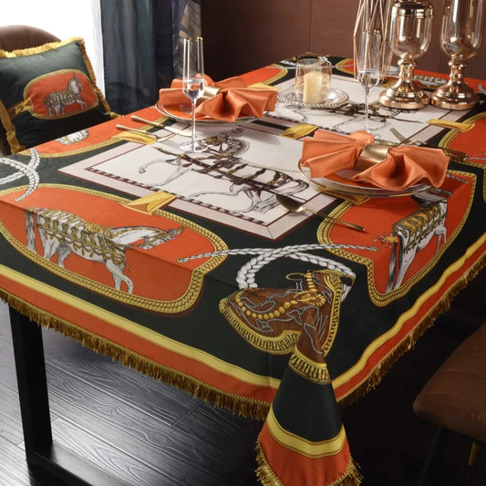 Magasa Horse Print Velvet Tablecloth