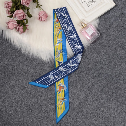 Nina Blue & Yellow Twilly Skinny Scarf