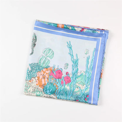 Ocean Blue Silk Scarf / 90cm