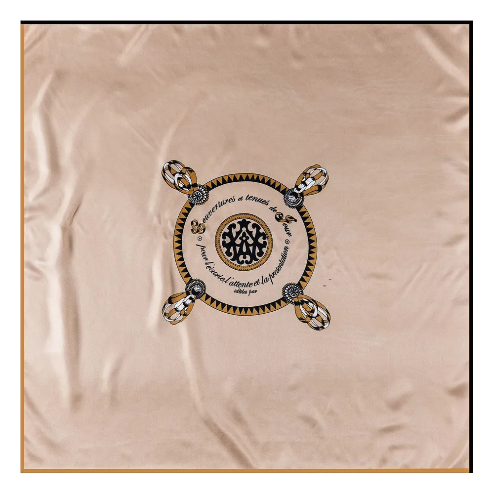 Curled Khaki Silk Scarf / 90cm