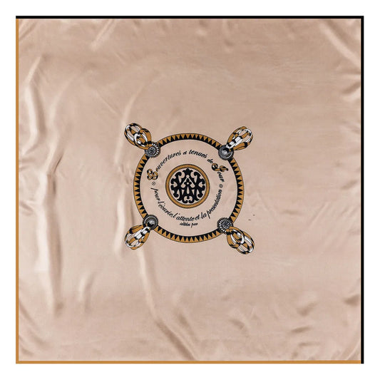 Curled Khaki Silk Scarf / 90cm