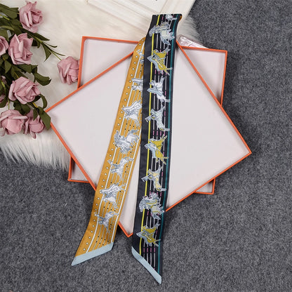 Nina Black & Ochre Twilly Skinny Scarf