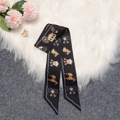 Luna Black Twilly Skinny Scarf