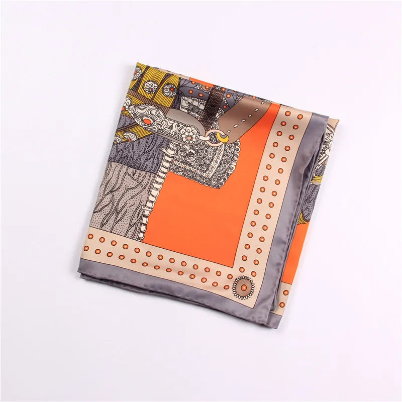 Saddle Orange Silk Scarf / 90cm