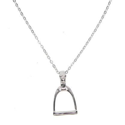 Silver Stirrup Necklace (Platinum Plated)