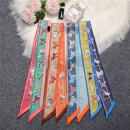 Nina Orange Twilly Skinny Scarf