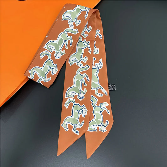 Jela Orange Twilly Skinny Scarf