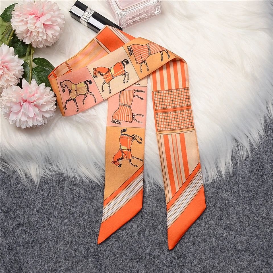 Goga Orange Twilly Skinny Scarf