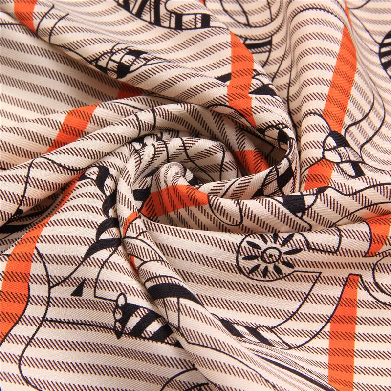 Haba Orange Silk Scarf / 90cm