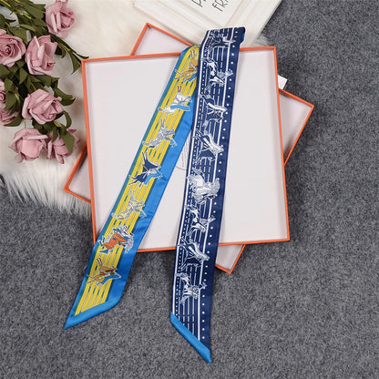 Nina Blue & Yellow Twilly Skinny Scarf