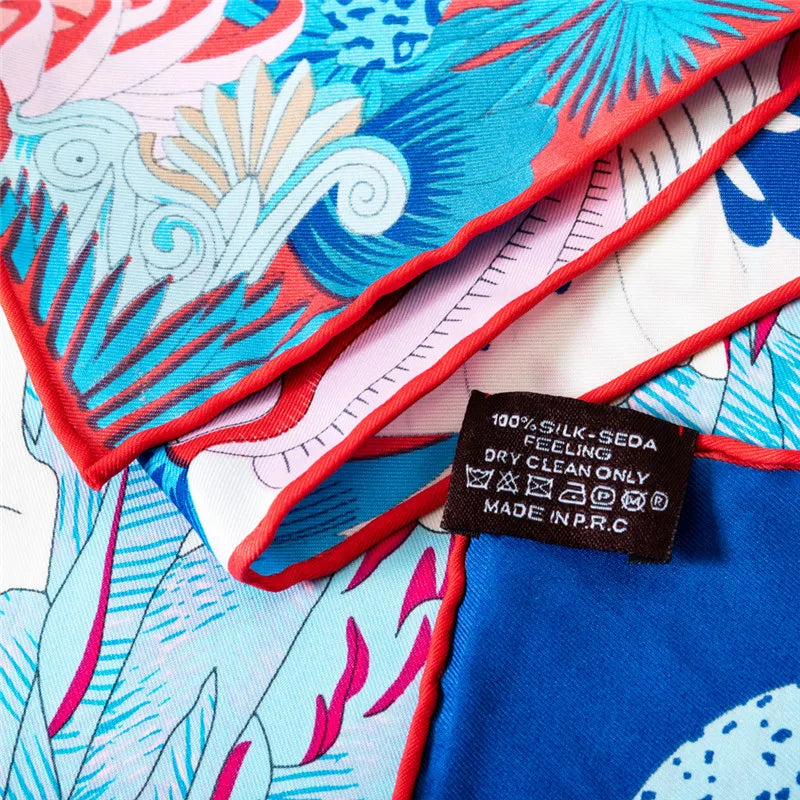 Jungle Blue Silk Scarf / 90cm