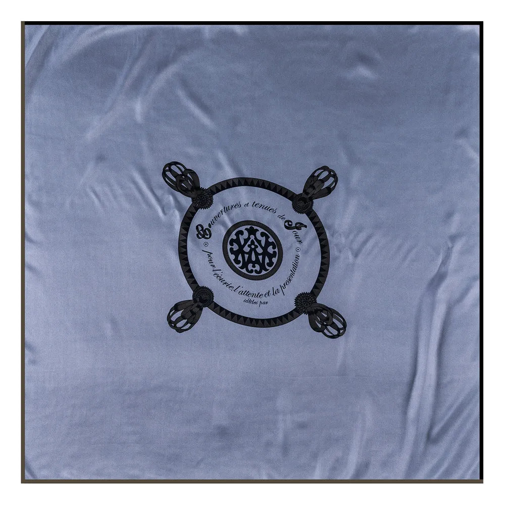 Curled Silver Silk Scarf / 90cm