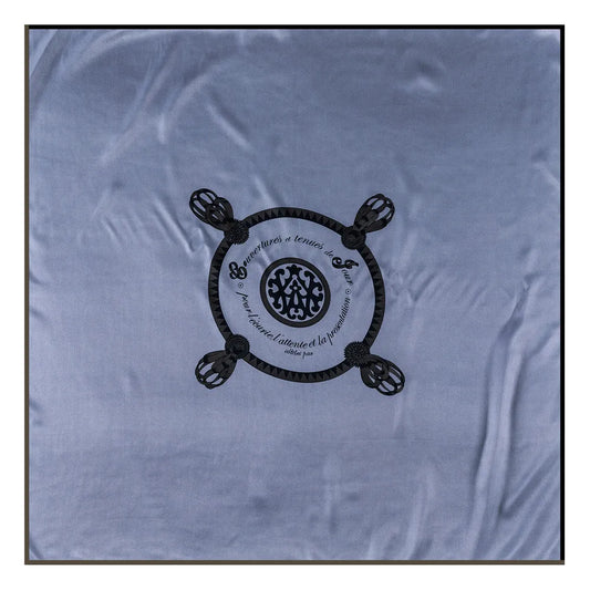 Curled Silver Silk Scarf / 90cm