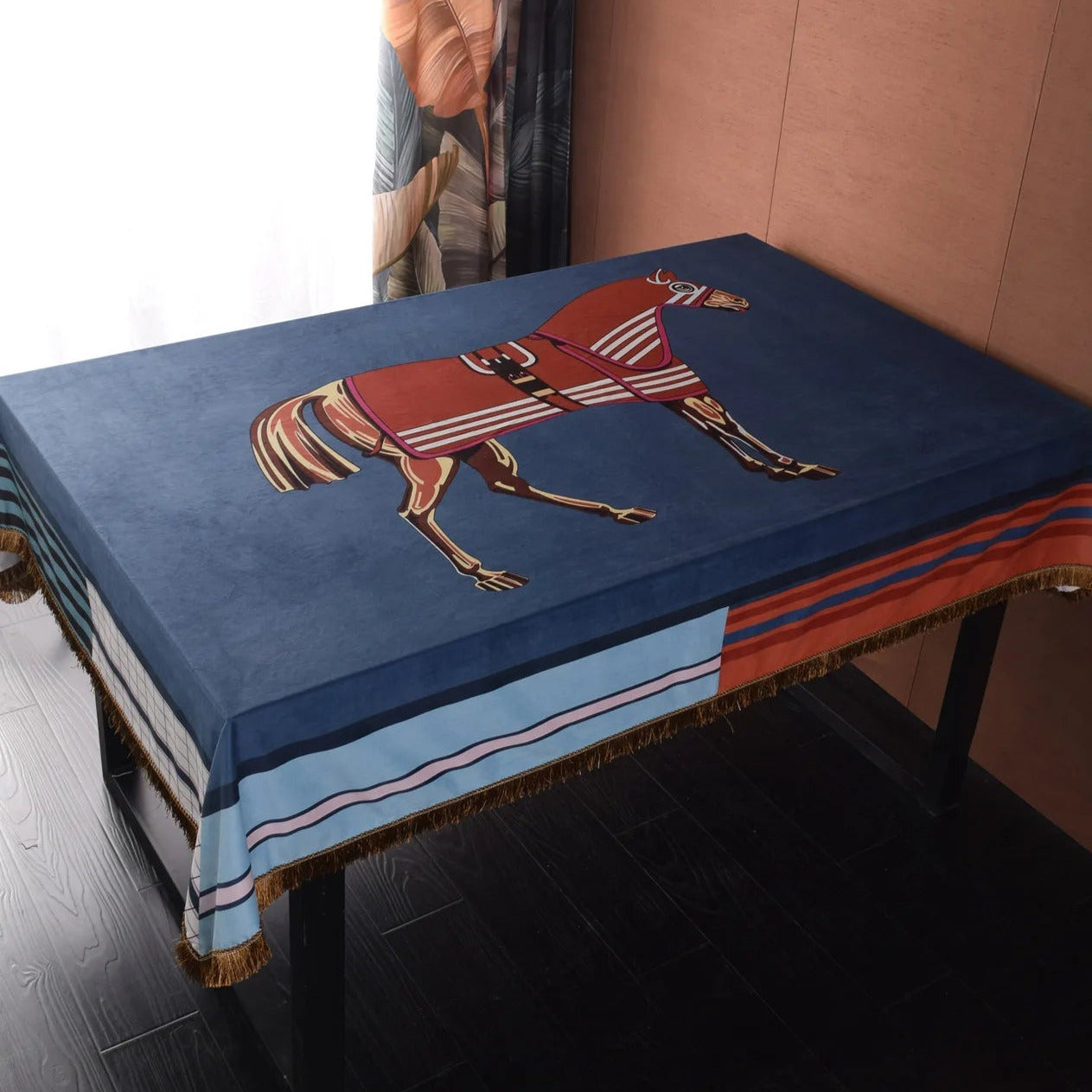 Botticino Horse Print Velvet Tablecloth