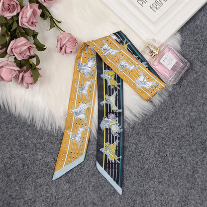 Nina Black & Ochre Twilly Skinny Scarf