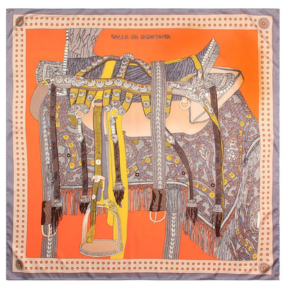 Saddle Orange Silk Scarf / 90cm