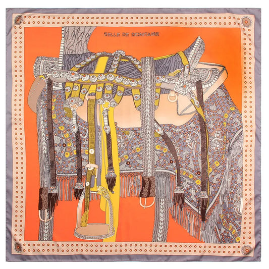 Saddle Orange Silk Scarf / 90cm