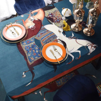 Limatola Horse Print Velvet Tablecloth