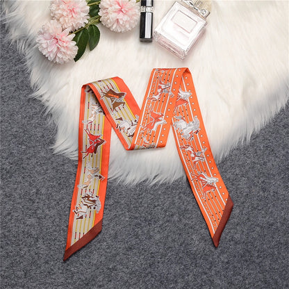 Nina Orange Twilly Skinny Scarf