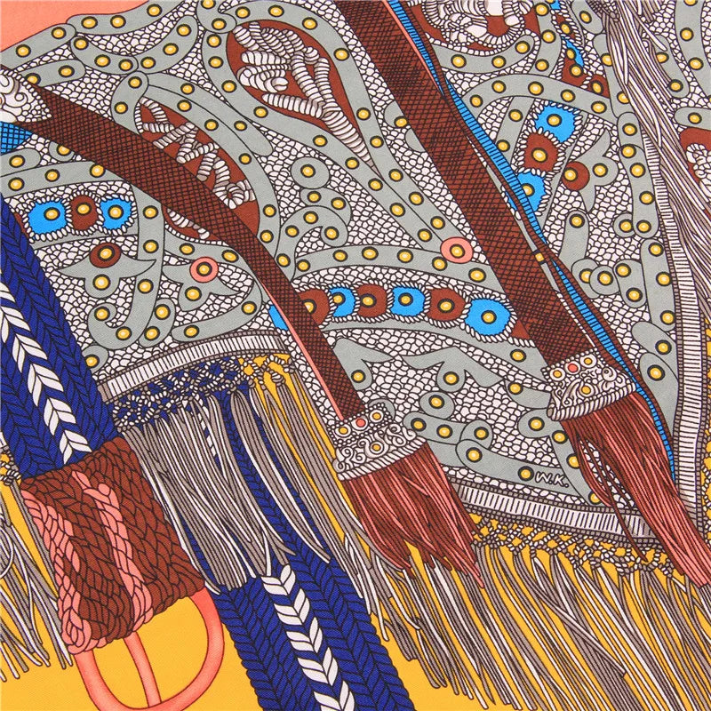 Saddle Yellow Silk Scarf / 90cm