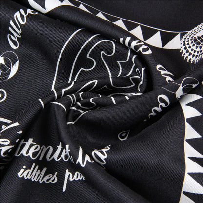 Curled Black Silk Scarf / 90cm